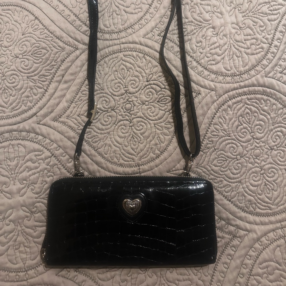 Brighton Black Croc-Embossed Crossbody Bag